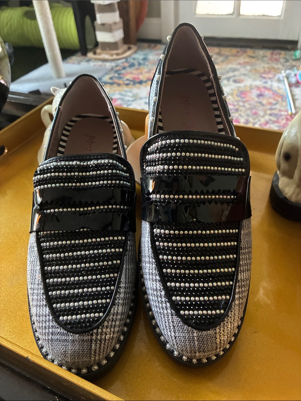 Betsey Johnson Darian pearl-embellished loafers